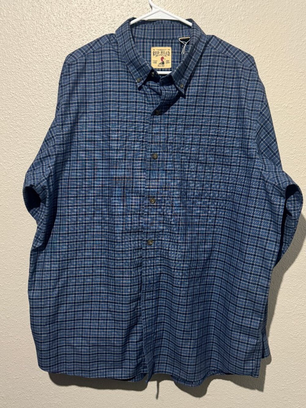RedHead Brand Co Men’s Blue Plaid Long Sleeve Button Down Shirt XL